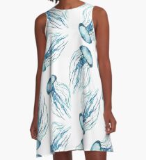 Aquarell-Quallen A-Linien Kleid