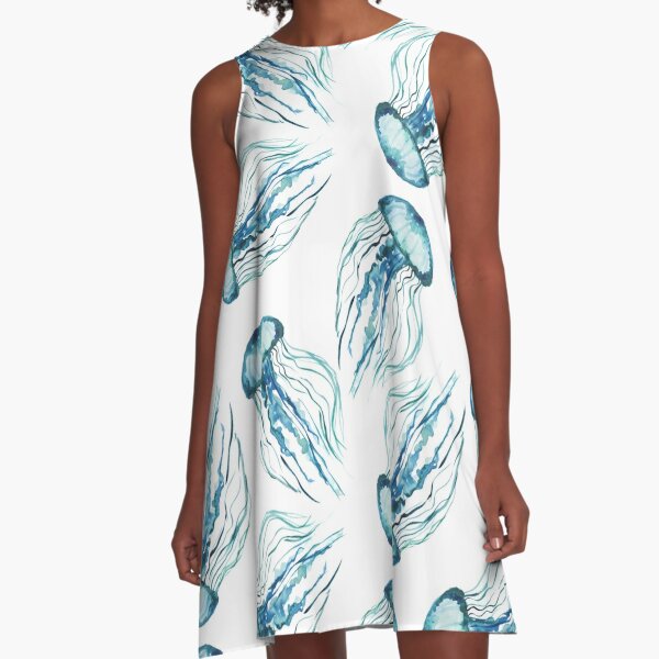 Watercolor Jellyfish A-Line Dress