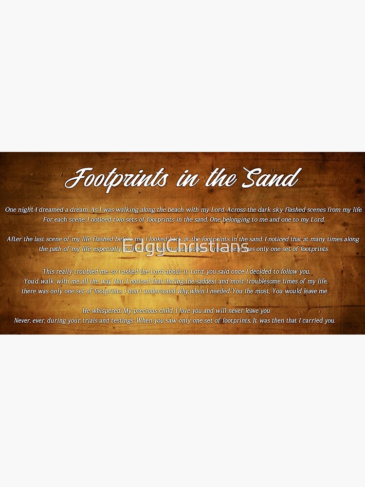 "Footprints in the sand 6 Poem Quote Lyrics Prayer Song Jesus