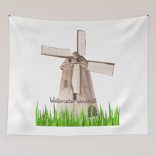 Item preview, Watercolor windmill. designed and sold by RAJSHIVA.