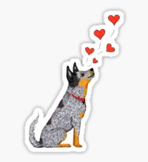 Australian Cattle Dog, Blue Heeler (Floating Hearts), by Artwork by AK Sticker