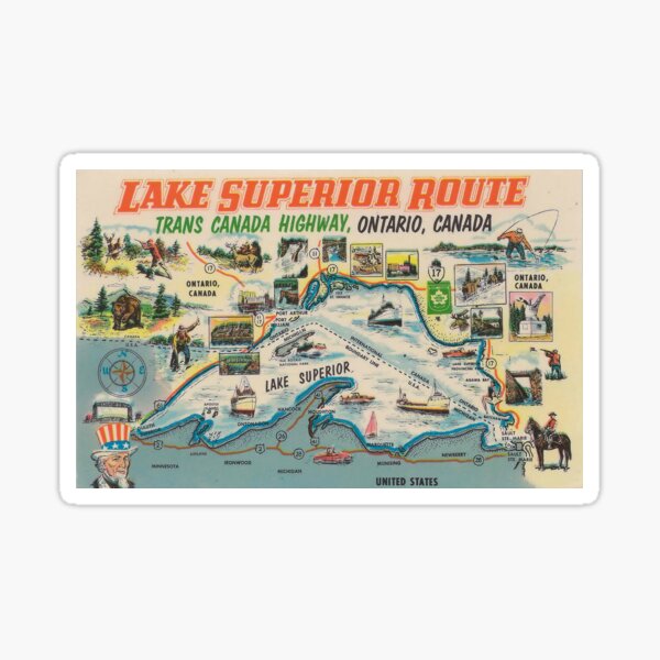 Vintage Lake Superior Ontario Canada Travel Sticker