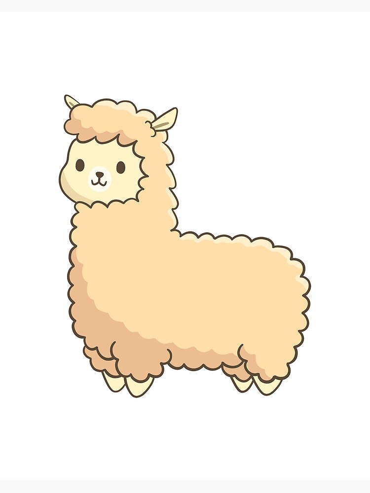 Llama Alpaca Cute Kawaii Style Drawing\