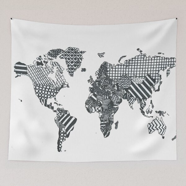 Item preview, Patterned World Map designed and sold by luckylucy.