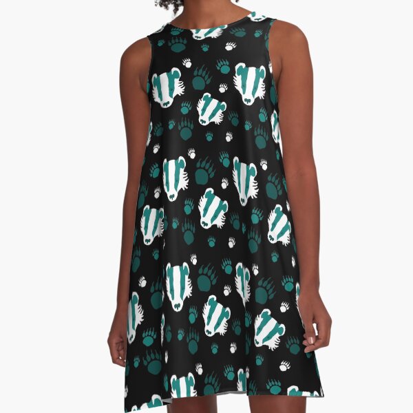 Badger prints in teal A-Line Dress