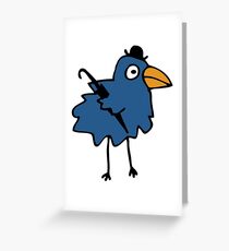 Business Bird - Blue - cute bird pattern by Cecca Designs Greeting Card