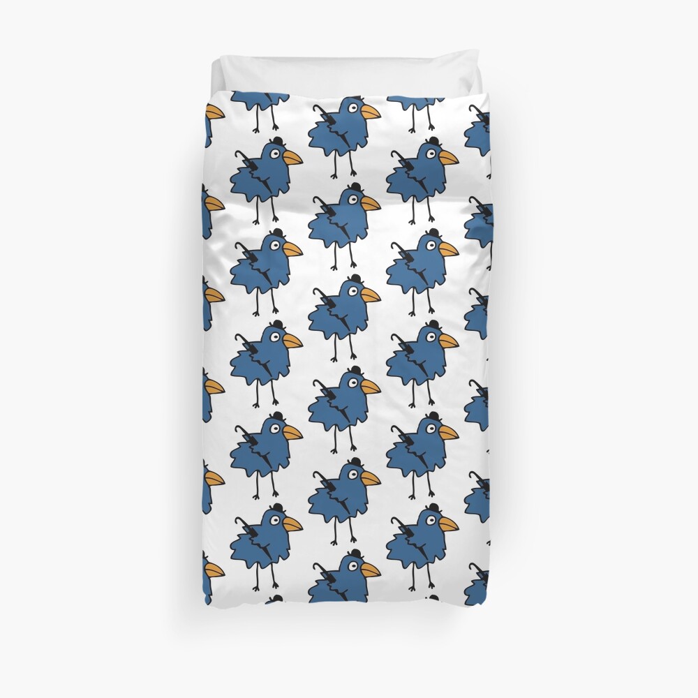 Business Bird - Blue - cute bird pattern by Cecca Designs Duvet Cover