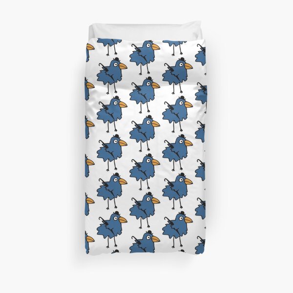 Business Bird - Blue - cute bird pattern by Cecca Designs Duvet Cover