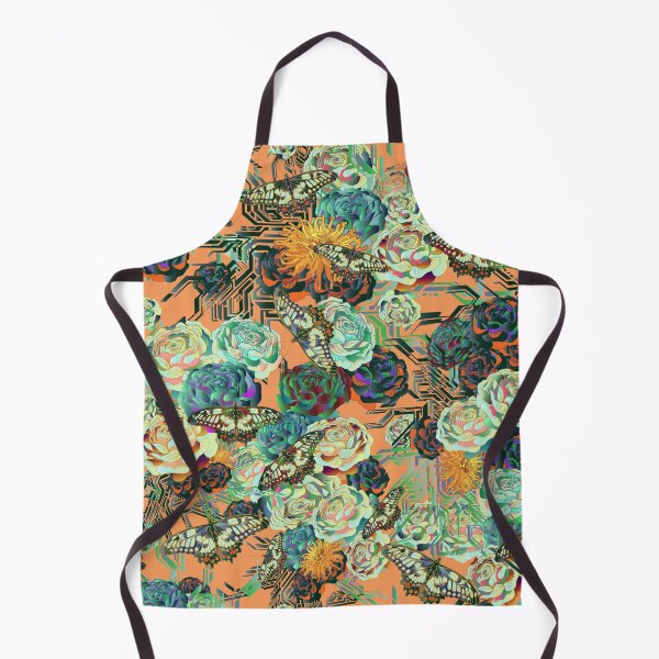 Item preview, psychedelic chinoiserie butterfly garden on pale orange designed and sold by Ruth Cadioli.