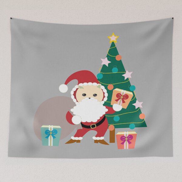 Item preview, Merry Christmas Cat Santa and Xmas Tree designed and sold by Mimi Huang.