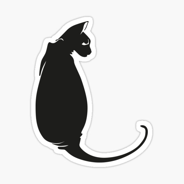 Black Naked Sphynx Cat Silhouette Sticker For Sale By Melibertine Redbubble