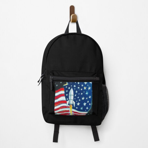 Item preview, Flag of America behind a Space Rocket designed and sold by Parag's Travel Shop.