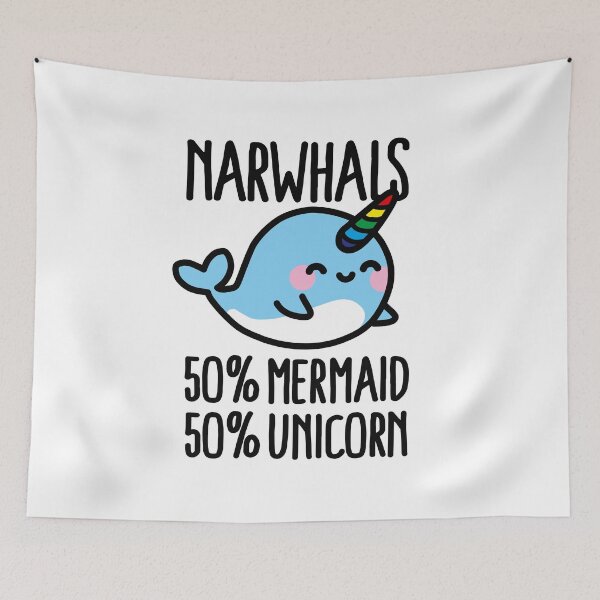 Item preview, Narwhals 50% mermaid 50% unicorn designed and sold by LaundryFactory.
