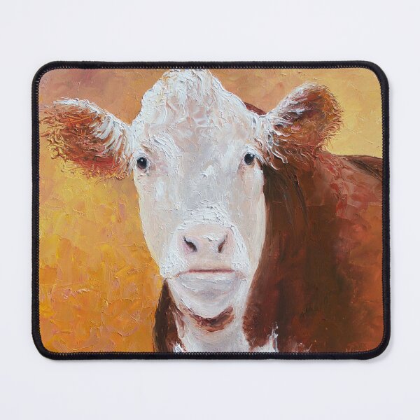 Item preview, Brown and white Hereford Cow painting designed and sold by MatsonArtDesign.