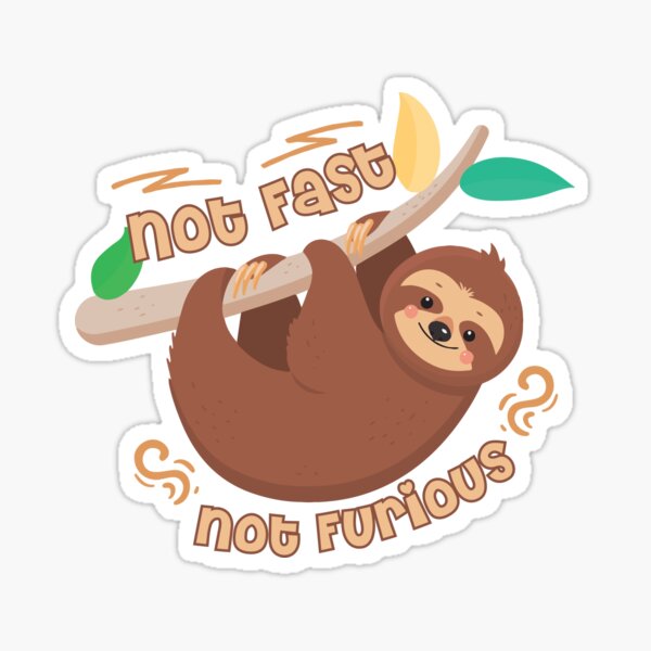 " Not Fast Not Furious Funny Cute Sloth Animals" Sticker For Sale By ...