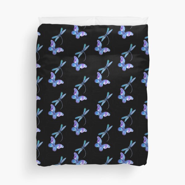 Dragonfly and Butterfly Wings Duvet Cover