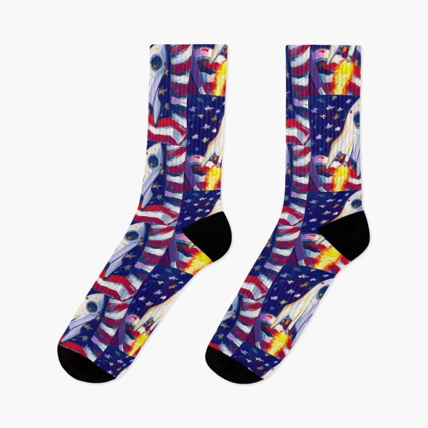 Item preview, Flag of America and Space Rocket designed and sold by Parag's Travel Shop.