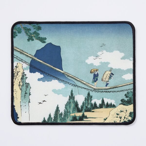 Item preview, The suspension bridge between Hida and Etchu by Hokusai designed and sold by Ukiyo-Studio.