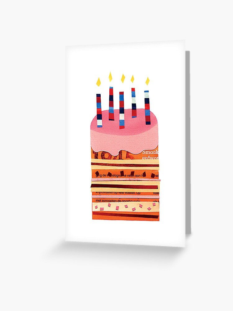 Happy Birthday Greeting Card With Birthday Cake Illustration Stock  Illustration - Download Image Now - iStock