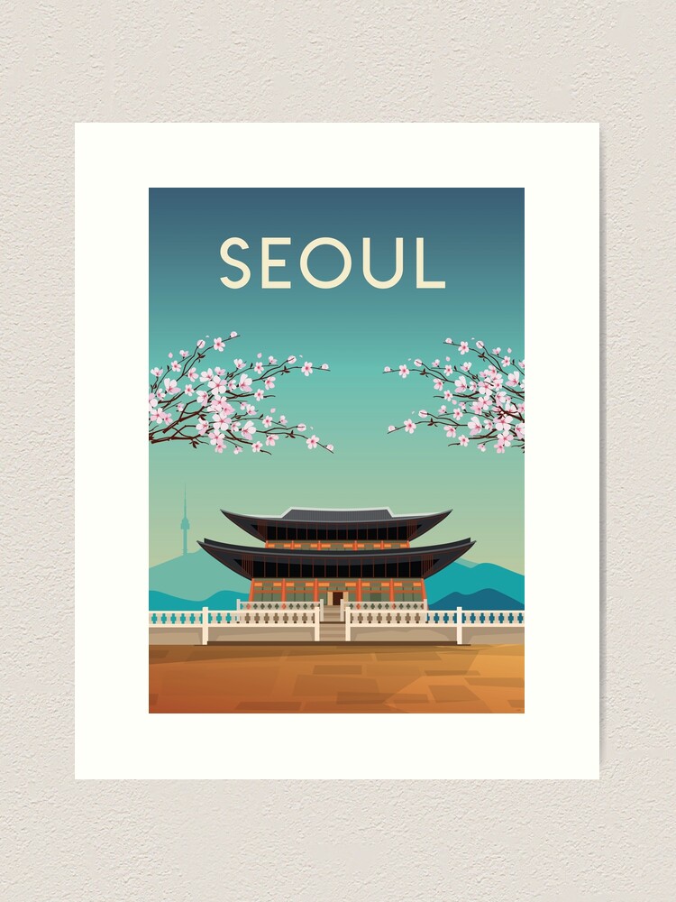 Seoul Poster Gyeongbok  South Korea Vintage Travel Poster – My