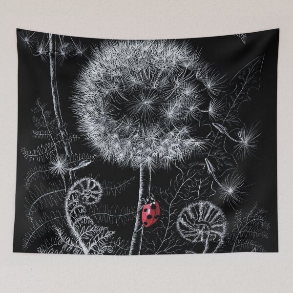 Item preview, Dandelion and Ladybird (scraperboard and watercolour) designed and sold by Painting By Nature.