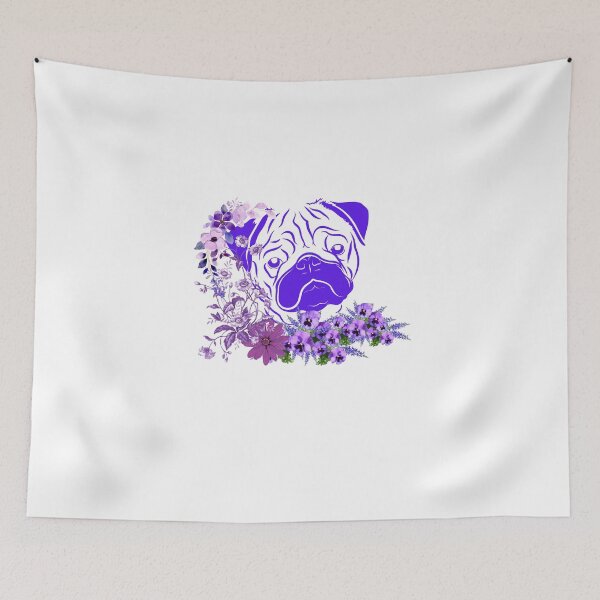 Item preview, A floral purple pug face design. Pug and flowers. Pug Mamma. designed and sold by Doggymadness.
