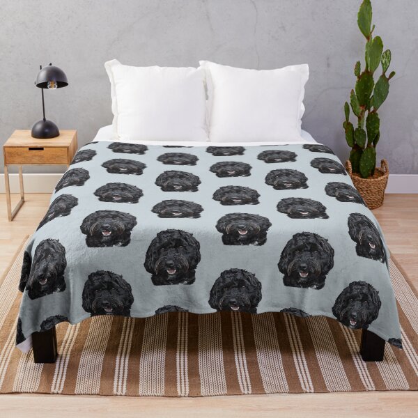 Black Doodle / Cockapoo Dog Throw Blanket
