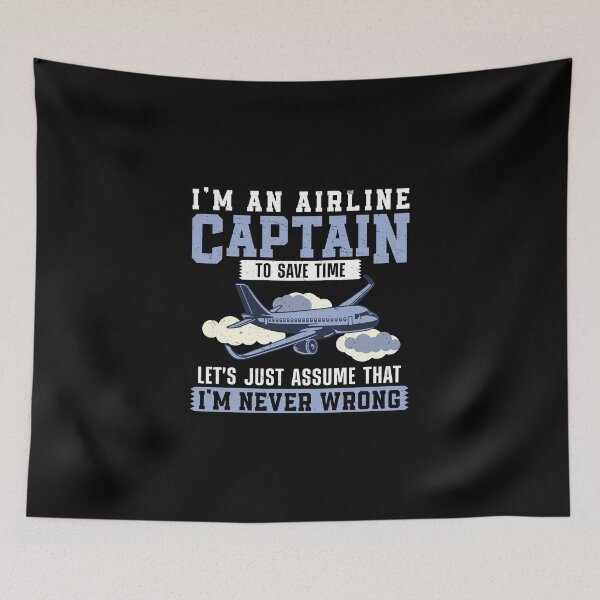 Aperçu de l'œuvre Pour gagner du temps, Let's Just Assume Funny Airline Capatin Aviator créée et vendue par StrongShirts.
