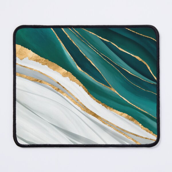 Item preview, Midnight Green, Turquoise and gold watercolor abstract designed and sold by k9printart.