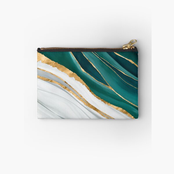 Item preview, Midnight Green, Turquoise and gold watercolor abstract designed and sold by k9printart.