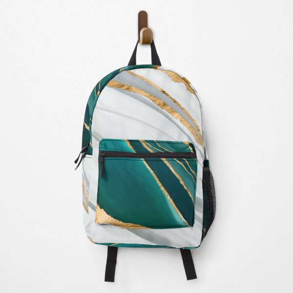 Item preview, Midnight Green, Turquoise and gold watercolor abstract designed and sold by k9printart.
