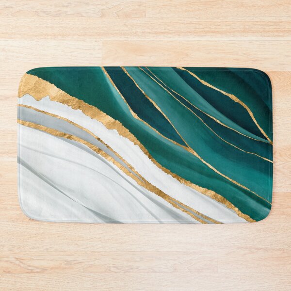 Item preview, Midnight Green, Turquoise and gold watercolor abstract designed and sold by k9printart.