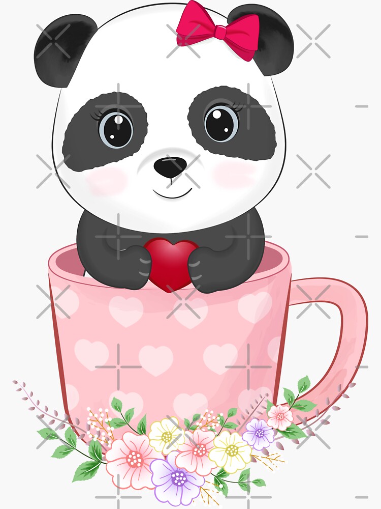 Cute Panda Holding Heart Sticker