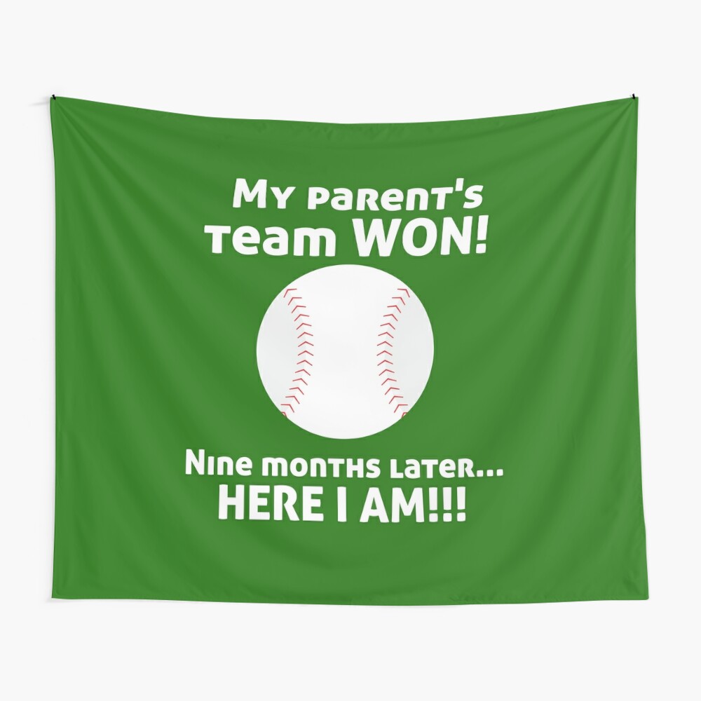 My Parent's Baseball Team Won Now Here I Am! Birth Announcement Kids T- Shirt for Sale by ShikitaMakes