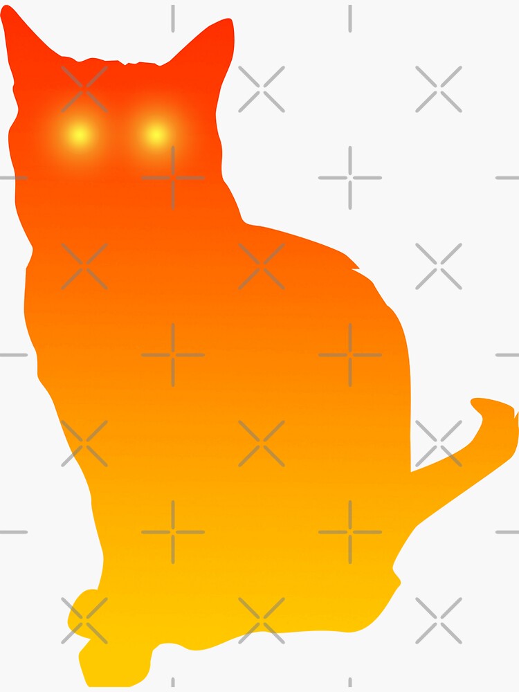 Thumbnail 3 of 3, Sticker, Orange Sunset Colored Cat designed and sold by catladyjoy.