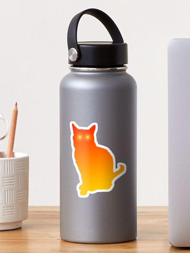 Thumbnail 1 of 3, Sticker, Orange Sunset Colored Cat designed and sold by catladyjoy.