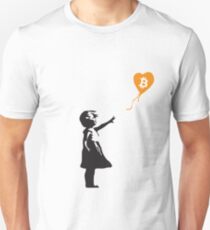 Bitcoin Balloon Girl - Banksy Loves Bitcoin Series (the ORIGINAL design) Unisex T-Shirt