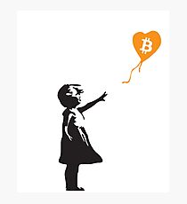 Bitcoin-Ballon-Mädchen - Banksy liebt Bitcoin-Reihe (das ORIGINAL-Design) Fotodruck