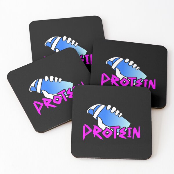 Item preview, White Hand Holding a Blue Protein Shaker with Protein Quote in Purple Color designed and sold by RiciPaneto.