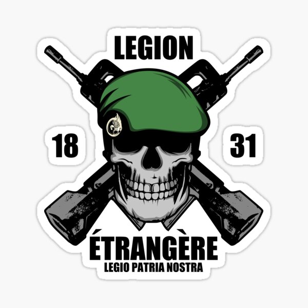 Légionnaire of the French Foreign Legion (Légion Étrangère, LE) with the  bakc of his head tattoed with the Legion's badge and the motto Marche ou  Crève (March or Die), above the 2e