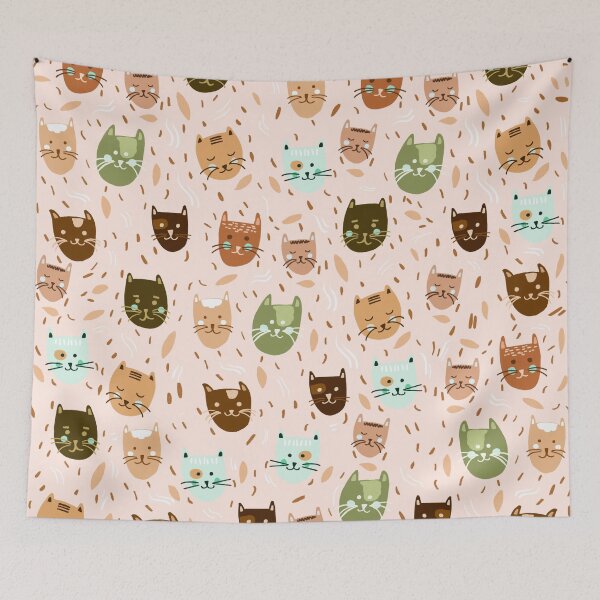 Item preview, Cats pattern retro pink designed and sold by Valeria Frustaci.
