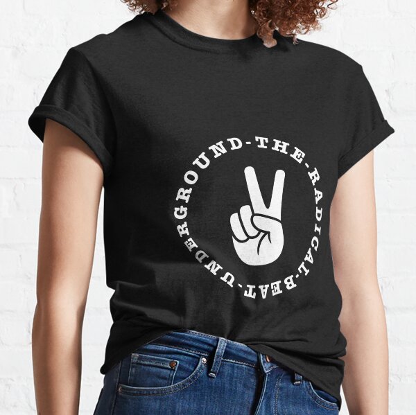 THE RADICAL BEAT UNDERGROUND - Peace Sign Logo White Classic T-Shirt