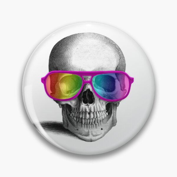 Item preview, skull with rainbow glasses (white) designed and sold by Madame Memento.