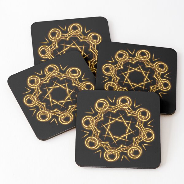 Item preview, Eight-pointed golden star with circles, abstract art designed and sold by Meo Design.