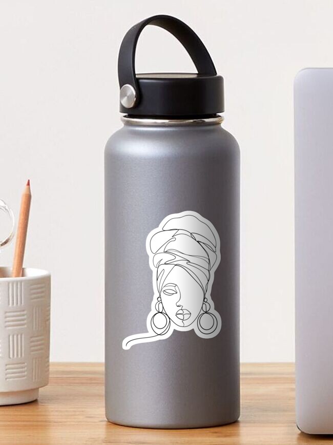 Aperçu 1 sur 3. Sticker avec l'œuvre Dessin au trait femme africaine créée et vendue par Ireneart369.