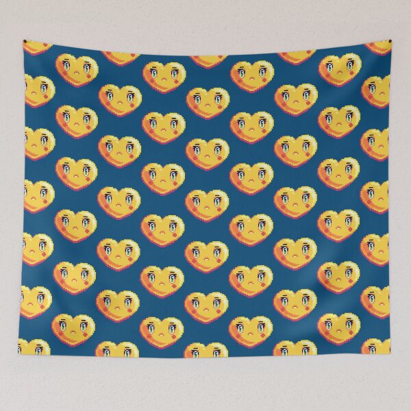 Item preview, Heart shaped pixel Embarrassed face Emoji    designed and sold by veroniaclothing.