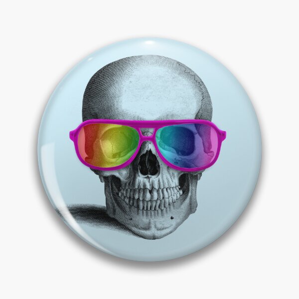 Item preview, skull with rainbow glasses (blue) designed and sold by Madame Memento.
