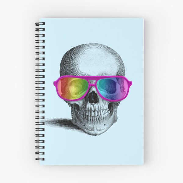 Item preview, skull with rainbow glasses (blue) designed and sold by Madame Memento.