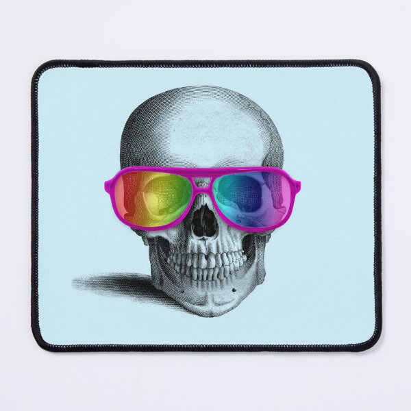 Item preview, skull with rainbow glasses (blue) designed and sold by Madame Memento.