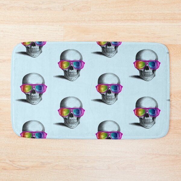 Item preview, skull with rainbow glasses (blue) designed and sold by Madame Memento.